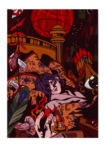 Dramatic Howl in his Room Art Print